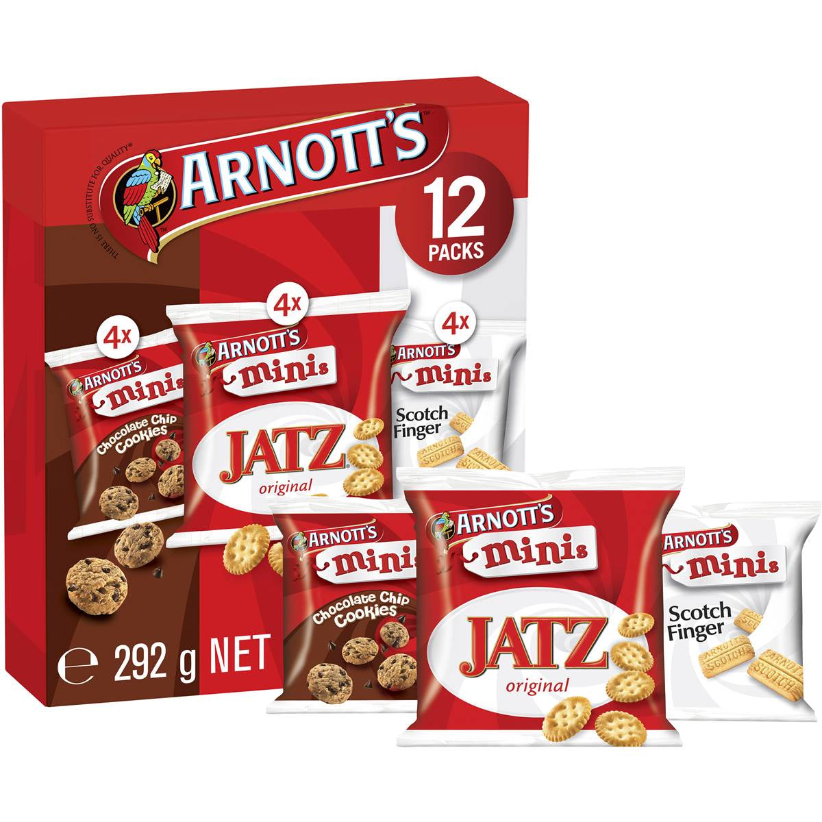 Arnott's Mini Variety Pack Choc Chip, Jatz and Scotch Finger 12 pack