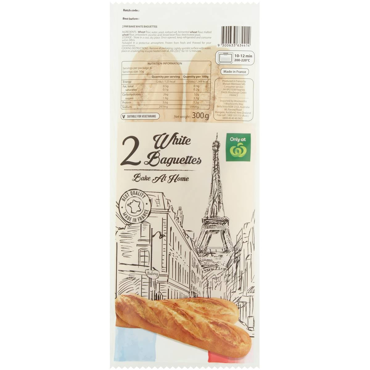 Woolworths 2 White Baguettes