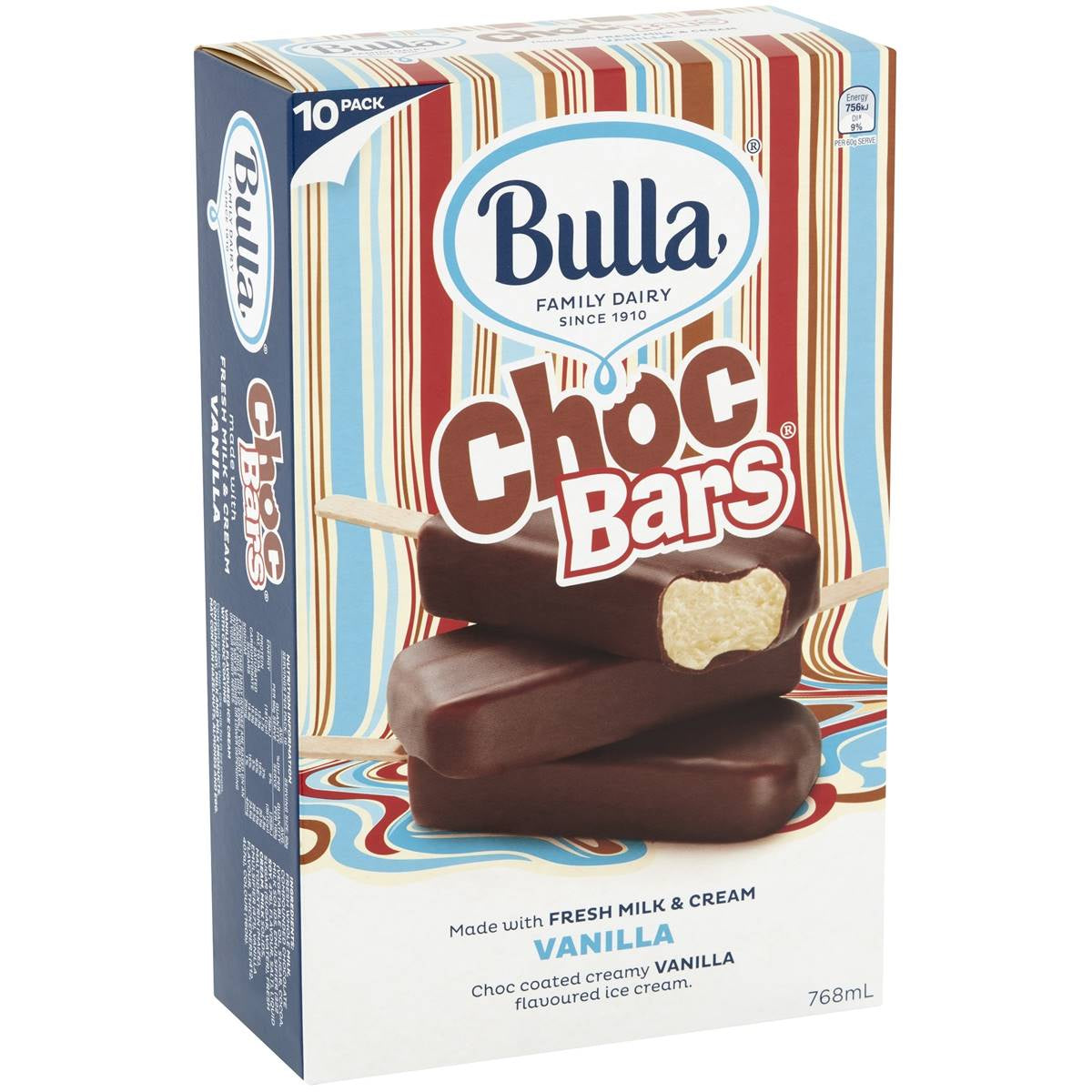 Bulla Choc Bars Vanilla 10 pack