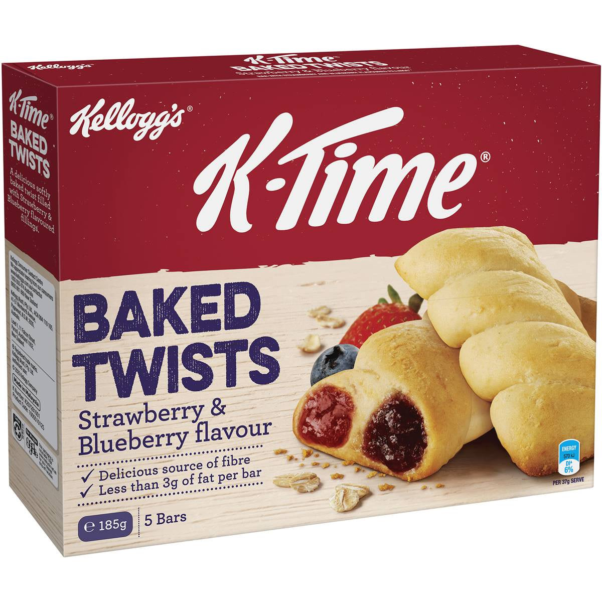 Kellogg's K-Time Baked Twists Strawberry and Blueberry 5 pack