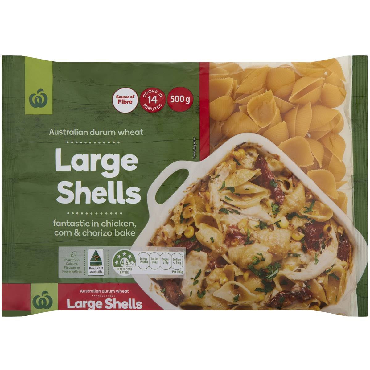 Woolworths Large Pasta Shells 500g