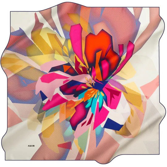 Aztec Flower on Cream Silk Scarf