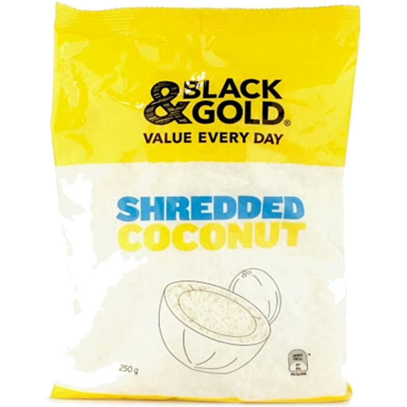 Black and Gold Shredded Coconut 250g