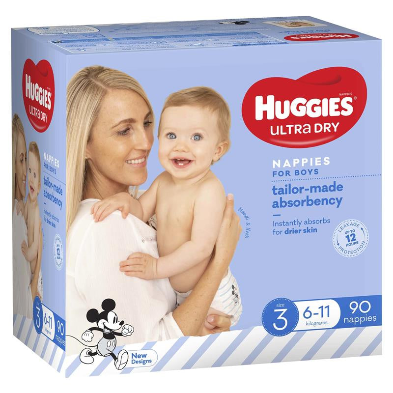 Huggies Ultra Dry Nappies Boys Size 3 22 pack