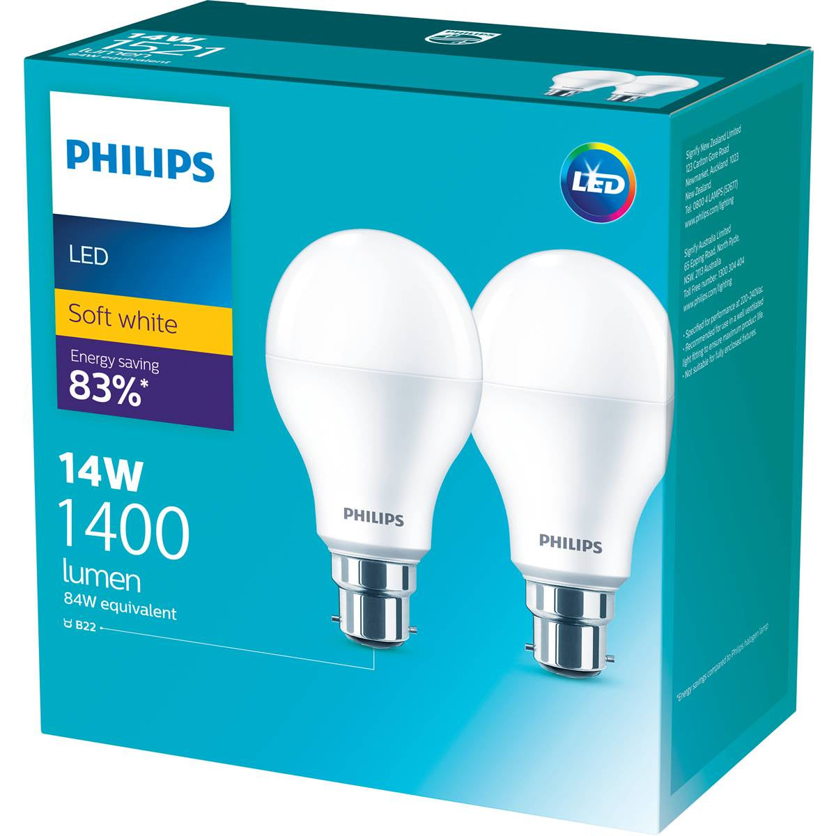 Phillips LED 806 lm Soft White ES Globes 2 pack