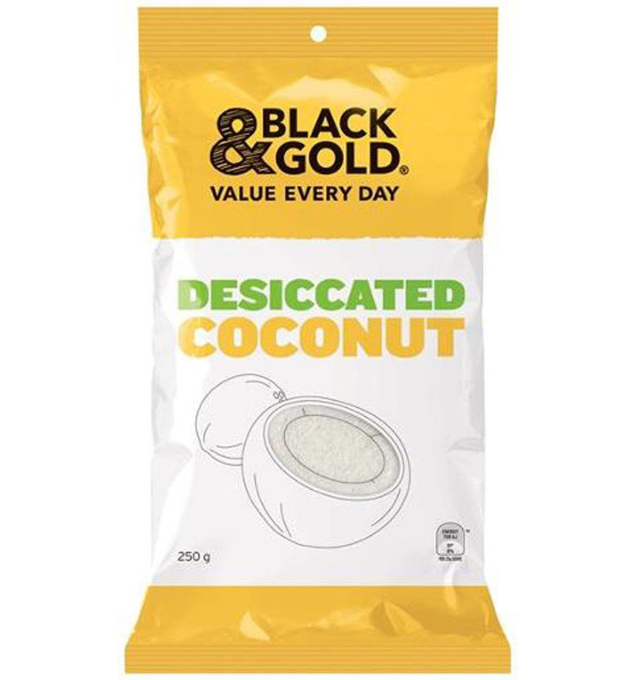 Black and Gold Desiccated Coconut 250