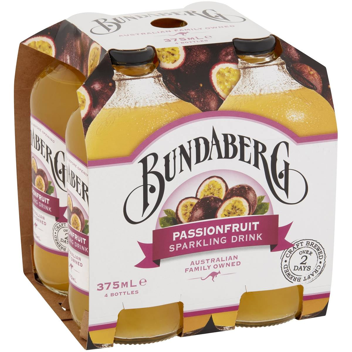 Bundaberg Passionfruit Sparkling Drink 375mL 4 pack