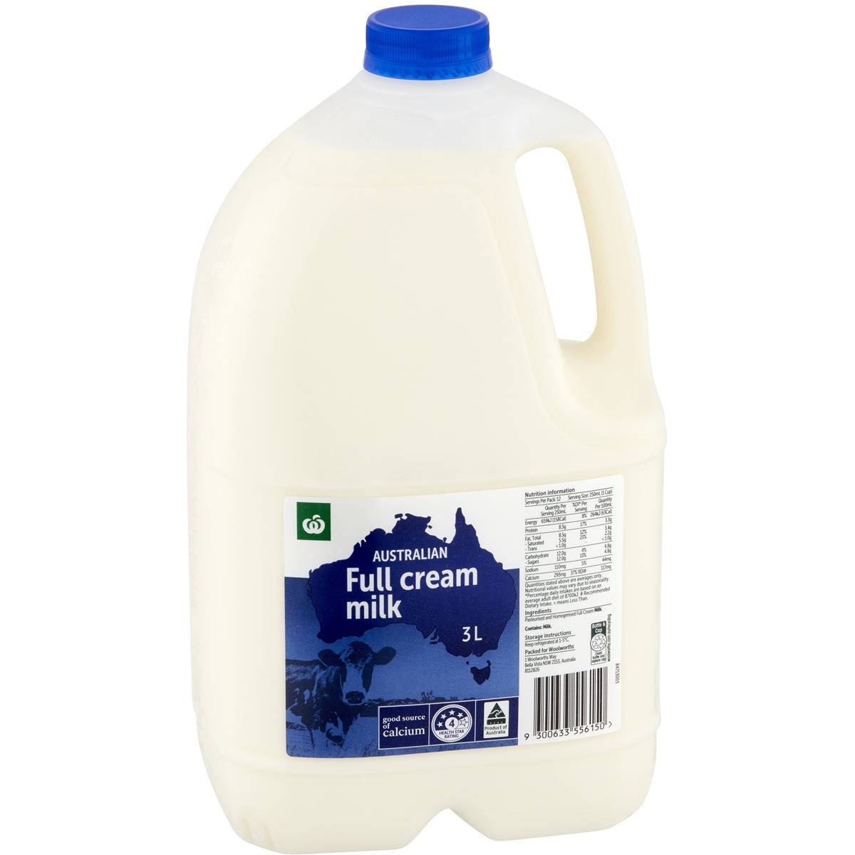 Woolworths DR Full Cream Milk 3L