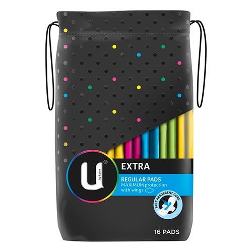 U by Kotex Extra Regular Pads with Wings 16 pack