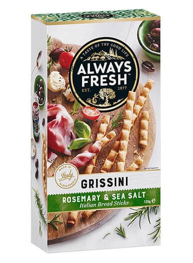 Always Fresh Grissini Rosemary and Sea Salt 125g