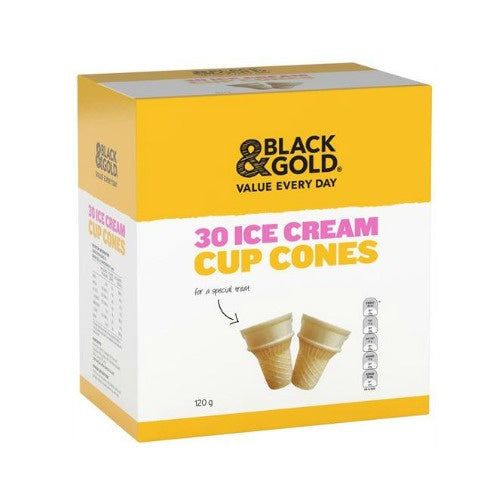 Black and Gold Ice Cream Cup Cones 30 pack