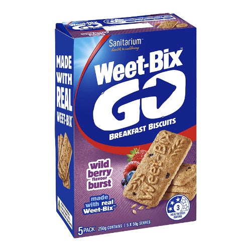 Weet-bix Go Breakfast Biscuits Wild Berry 5 pack