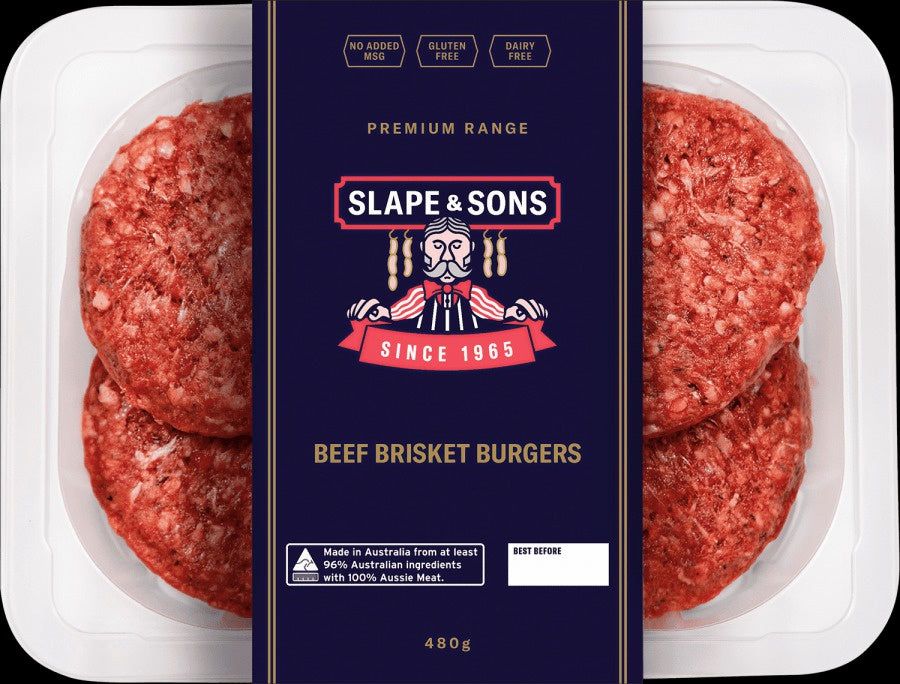 Slape & Sons Grass Fed Beef Brisket Burgers 480gm