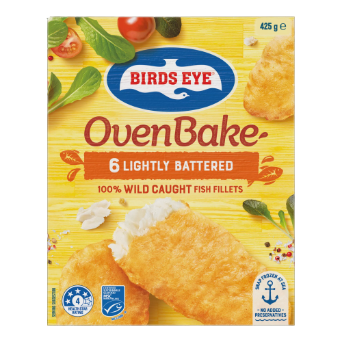 Birds Eye Oven Bake Lightly Battered Fish Fillets 6 pack