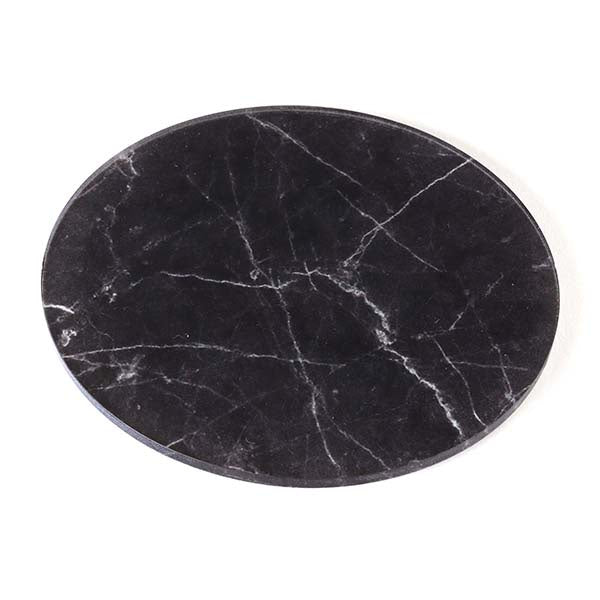 Marble Round Coaster Black