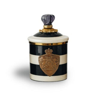 Manor Road Enamel Canister - Black/Ivory Stripe