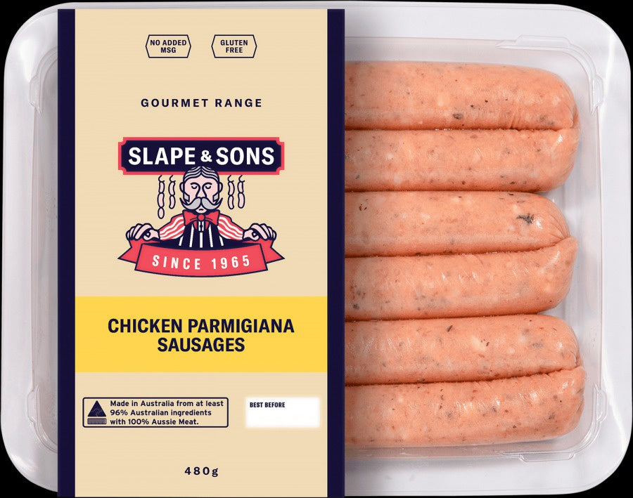 Slape & Sons Chicken Parmigiana Sausages 480g 6pk