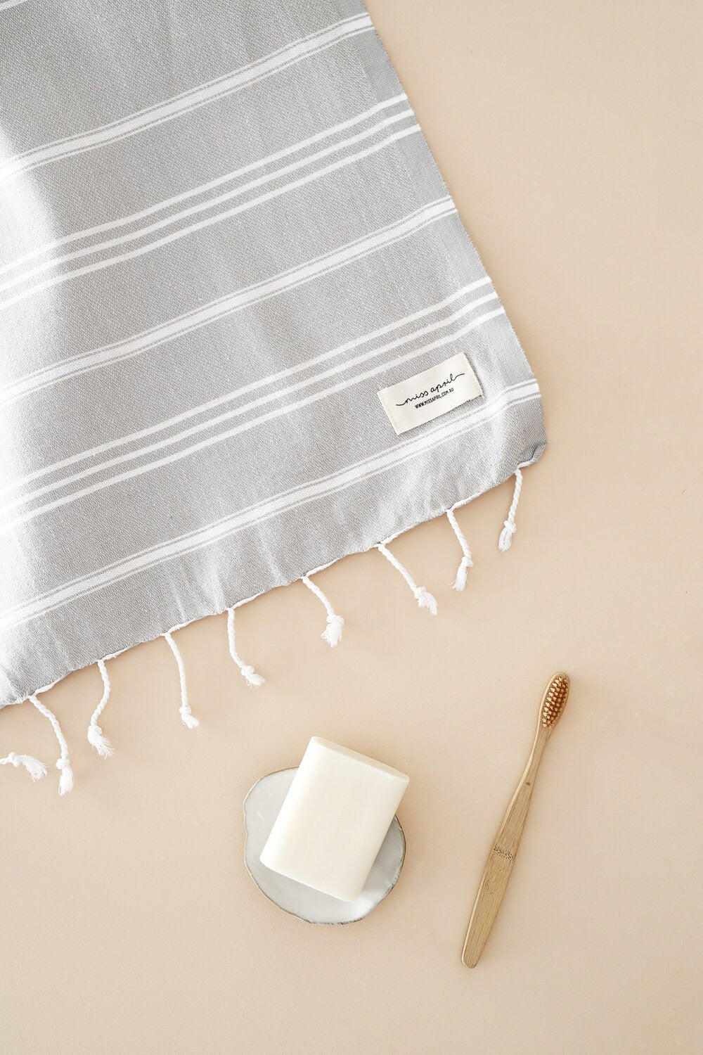 Miss April Classic Turkish Cotton Hand Towel Light Grey