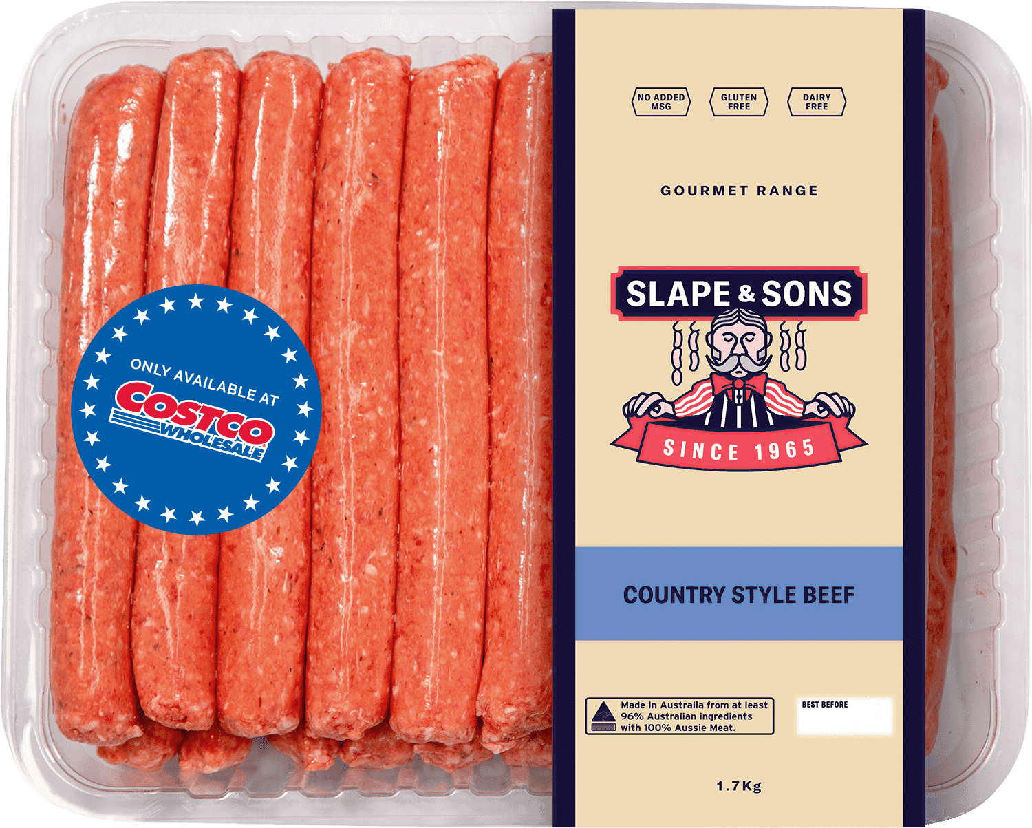 Slape and Sons Country Style Beef Sausages 1.7kg