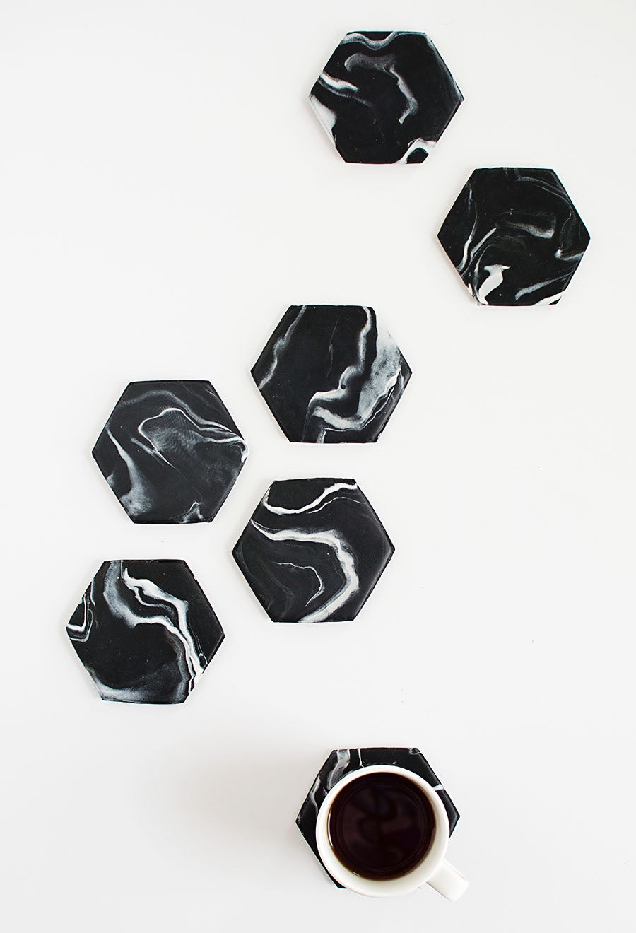 Marble Octagonal Coaster Black