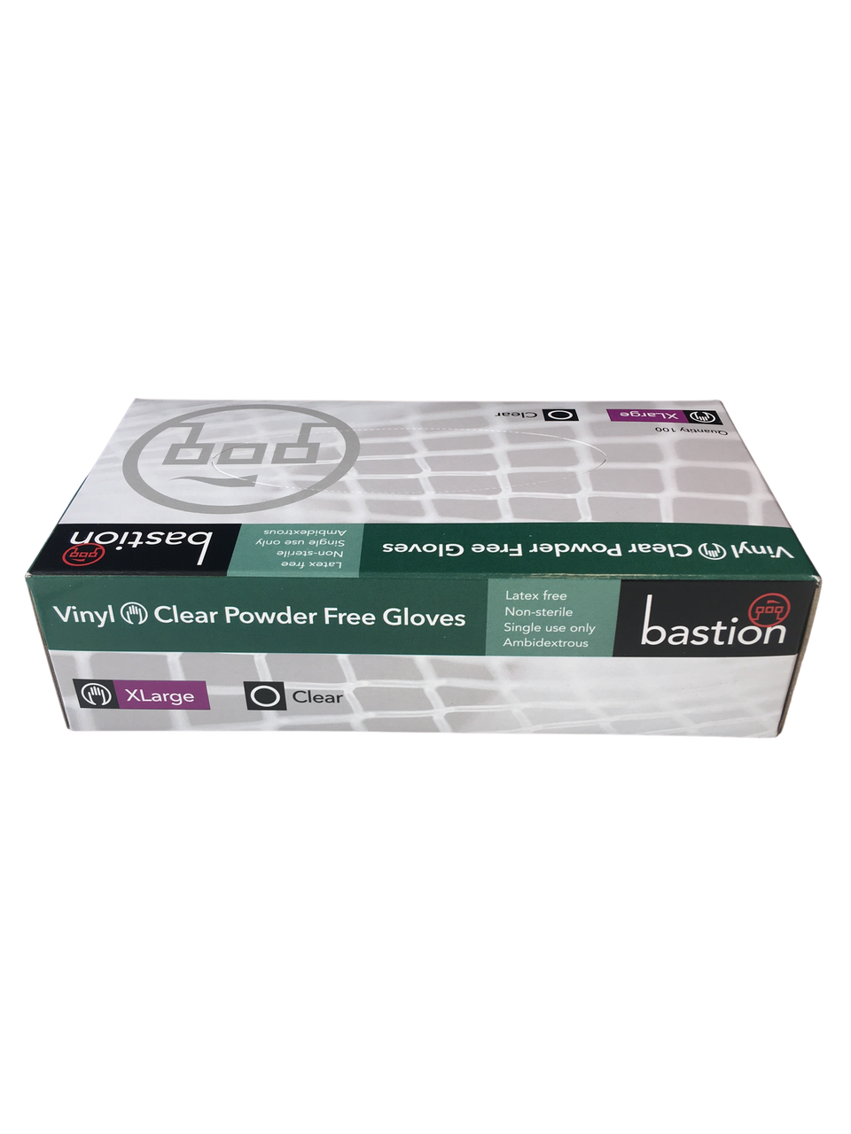 Bastion Clear Powder Free Gloves Large 100 pack