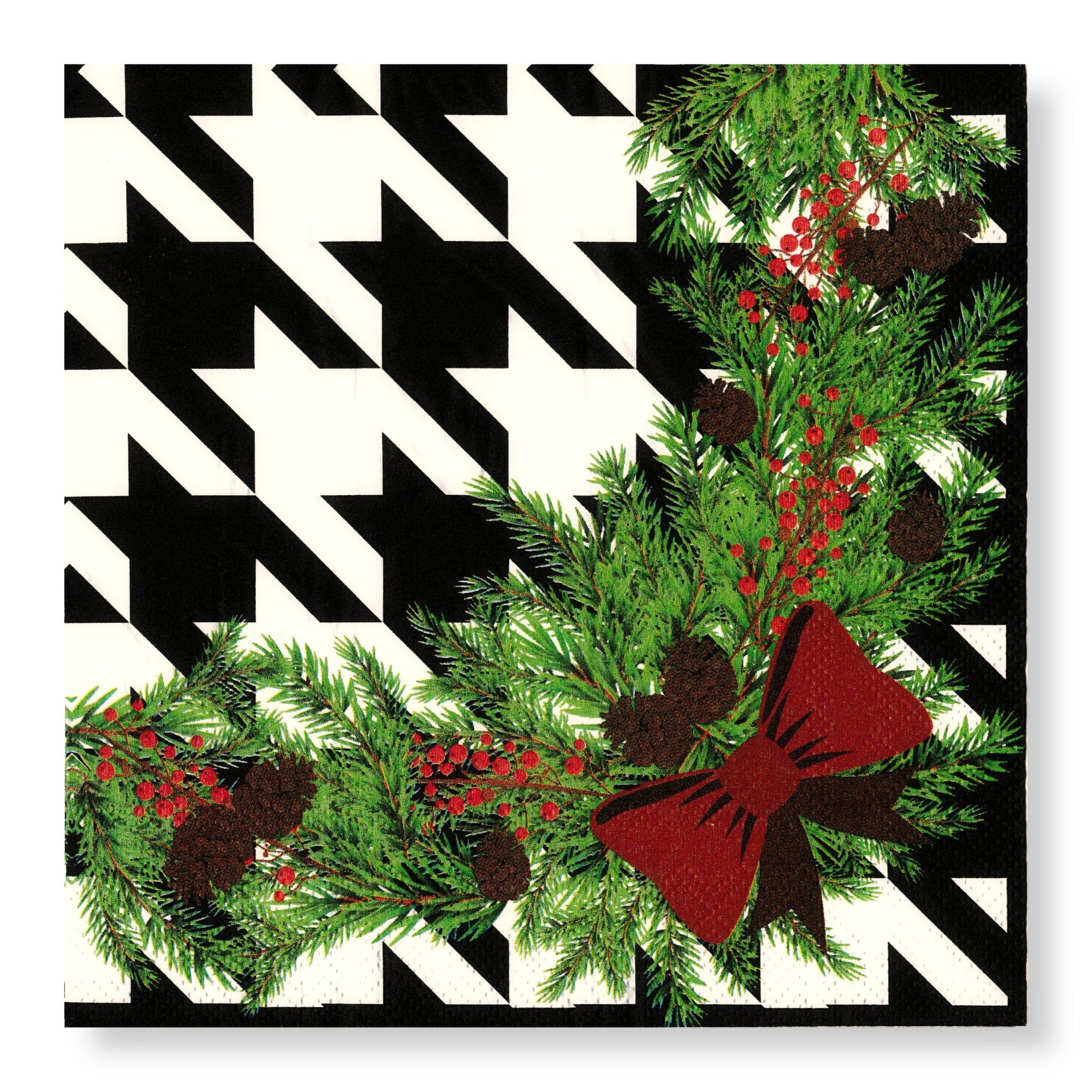 Manor Road Houndstooth Christmas Cocktail Napkins 20 pack