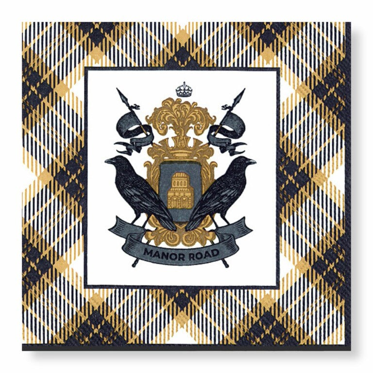 Manor Road Heraldic Tartan Cocktail Napkin 20 pack