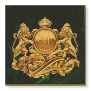 Manor Road Royal Lion Green Cocktail Napkin 20 pack