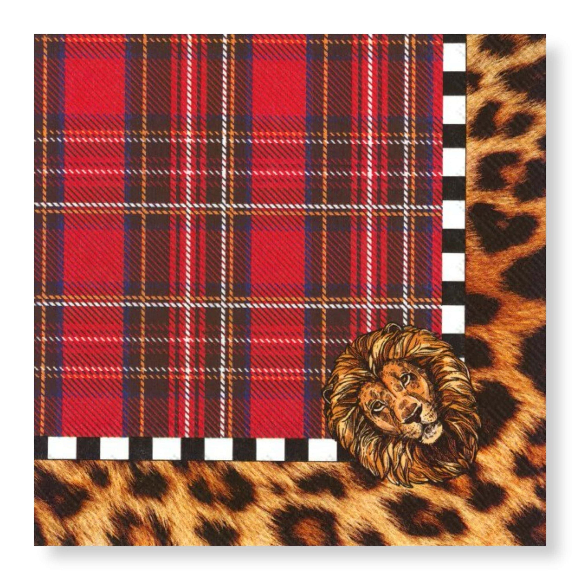 Manor Road Leopard and Tartan Luncheon Napkin 20 pack