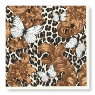 Manor Road Orchid Leopard Cocktail Napkin 20 pack