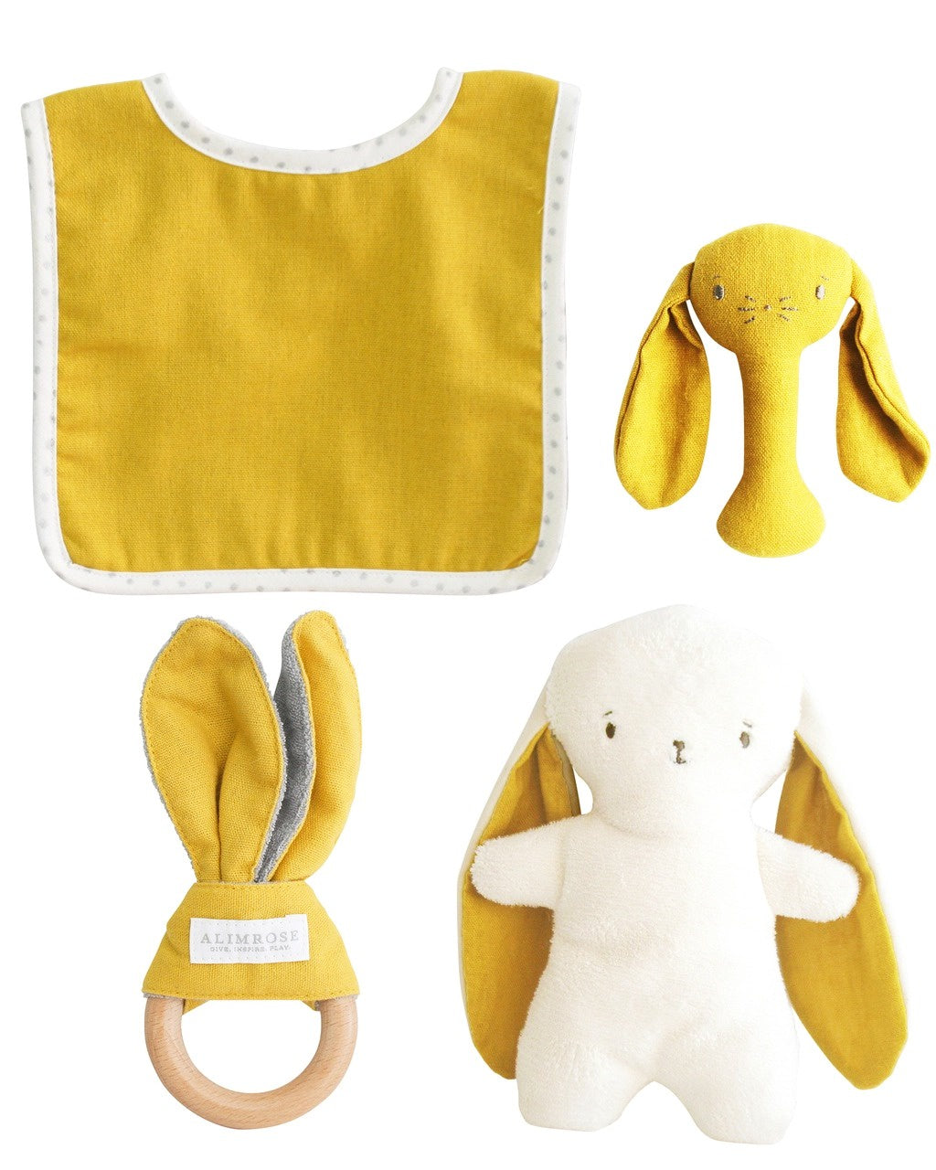 Alimrose Bobby Bunny Stick Rattle -Butterscotch Linen