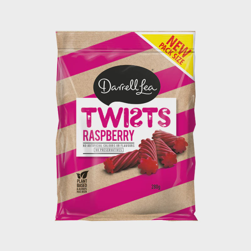 Darrell Lea Twists Raspberry 280g