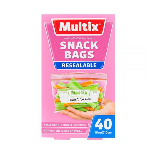 Multix Snack Bags Resealable 16x10cm 40 pack