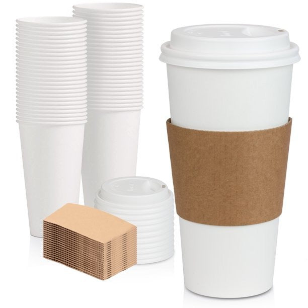 White Lid for DC Leopard & Chalk Coffee Cups 50 pack