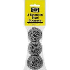 Black & Gold Stainless Steel Scourers 3 pk