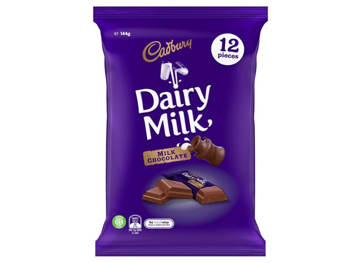 Cadbury Dairy Milk Chocolate Sharepack 12 Pack 144g