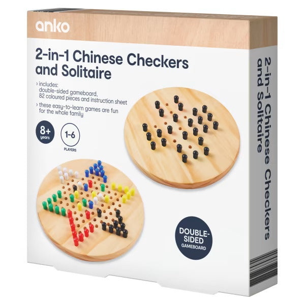 2-in-1 Chinese Checkers & Solitaire