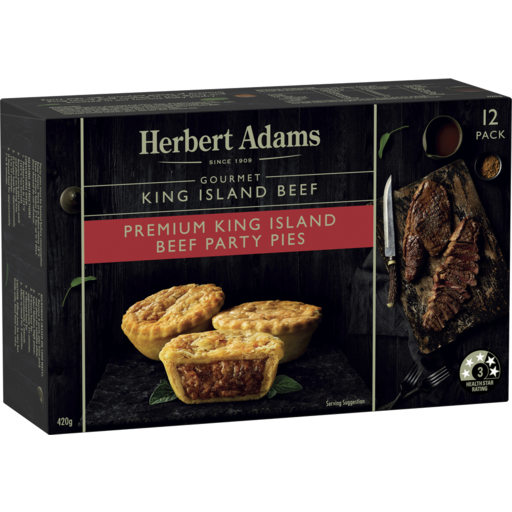 Herbert Adams Gourmet King Island Beef Party Pies 12 pack