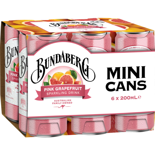 Bundaberg Pink Grapefruit Mini Cans 6 x 200ml