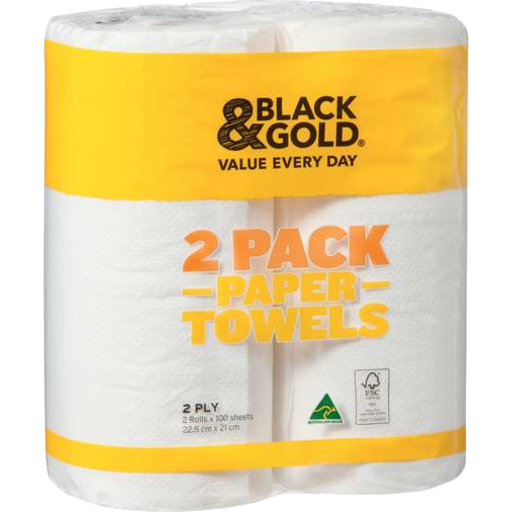 Black and Gold Paper Towel 2 Ply Twin Pack