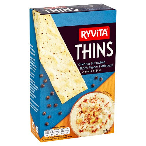 Ryvita Thins Cheddar and Cracked Pepper Flatbreads 125g