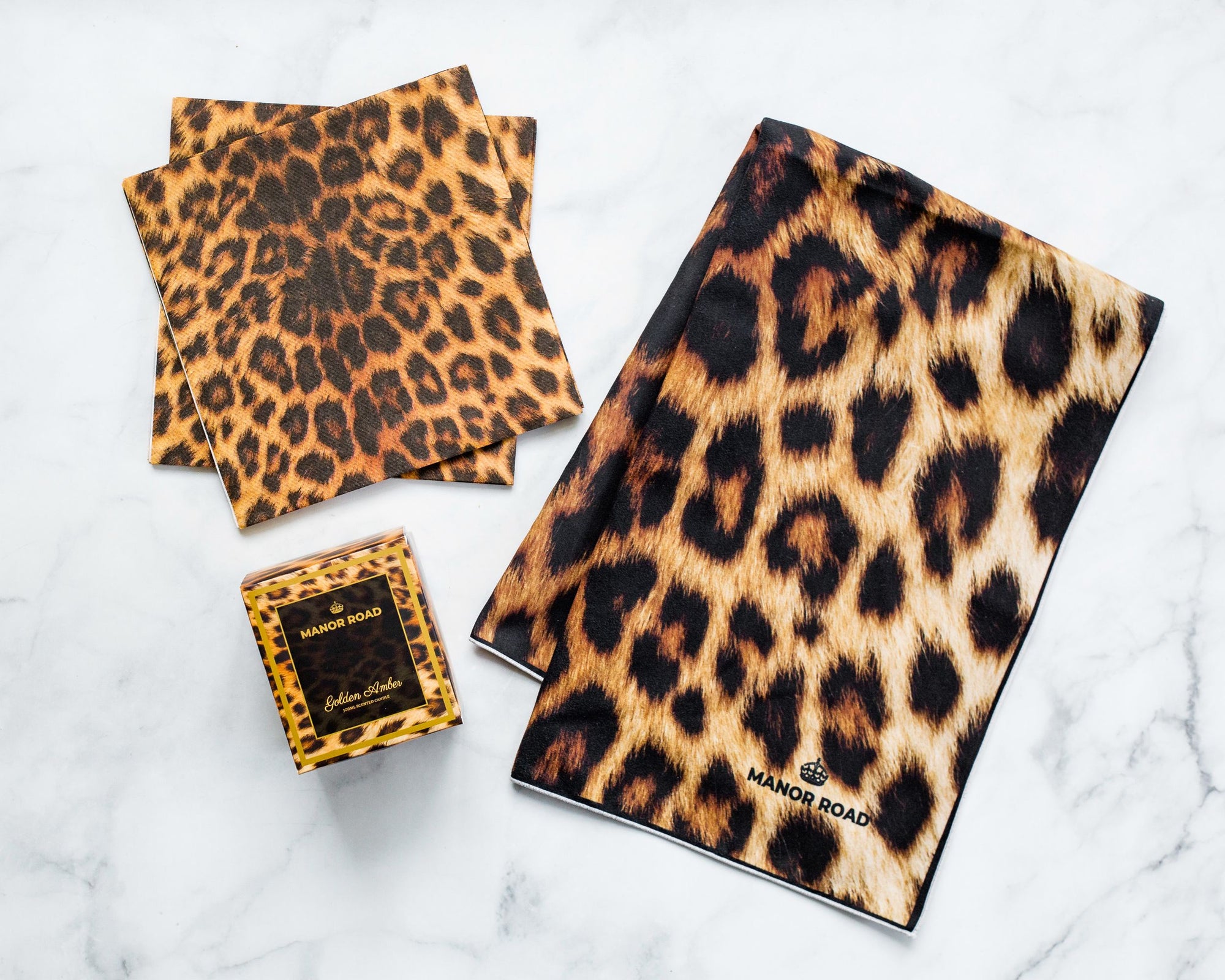 Manor Road Checkerboard Leopard Cocktail Napkin 20 pack