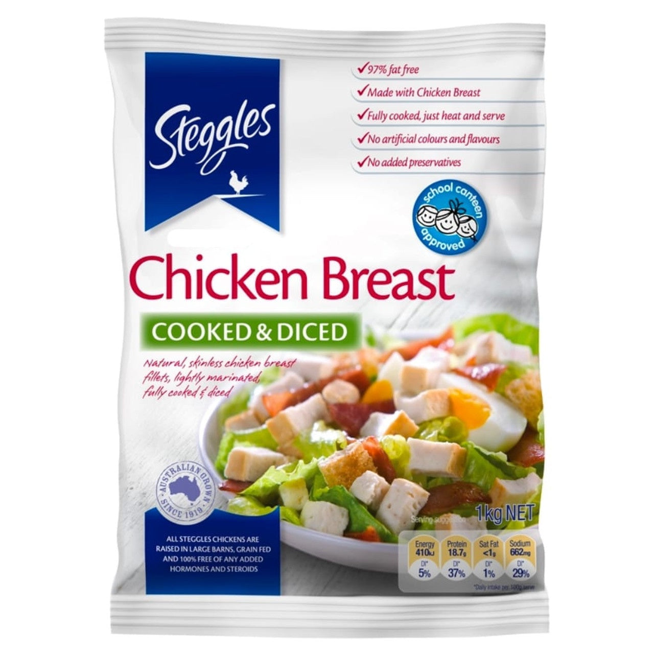 Steggles Cooked and Diced Chicken Breast 1kg