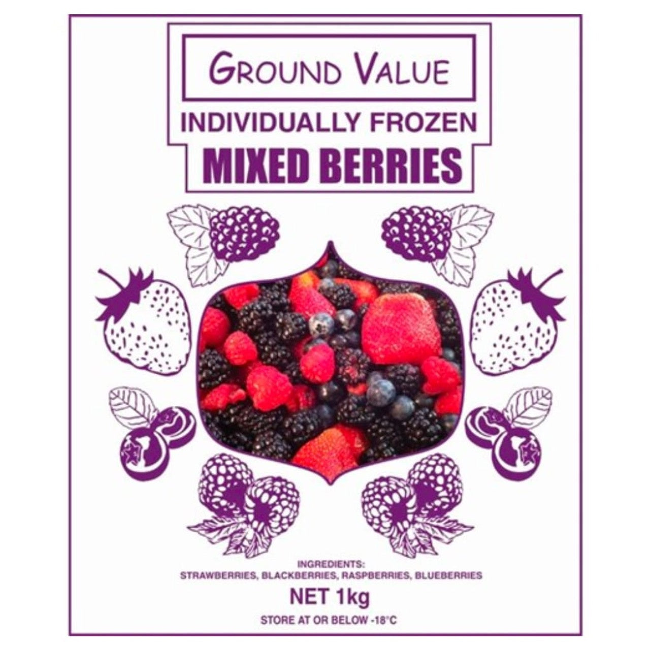 Ground Value Frozen Mixed Berries 1 kg