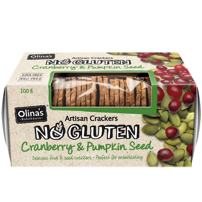 Olina's Gluten Free Cranberry and Pumpkin Seed Cracker 100g