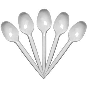 White Plastic Teaspoons 100 pack