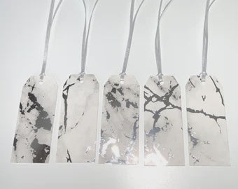 Marbled Silver Gift Tag 6 pack