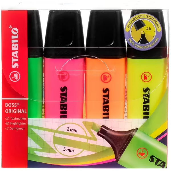 Stabilo Boss Highlighter 4pk