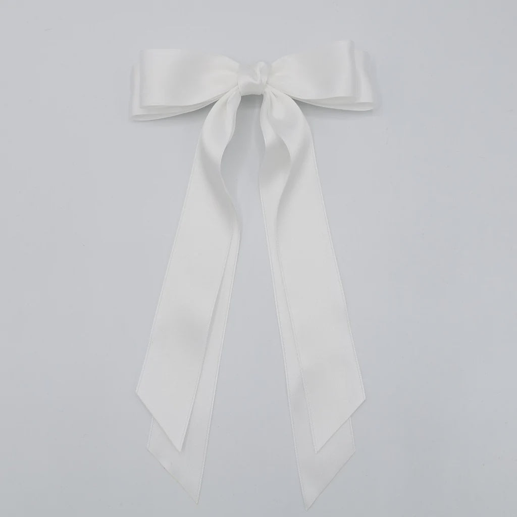 Hair Bow White Long Tails